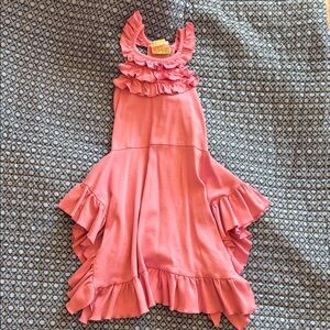 Lemon Loves Lime Coral Pink Ruffle Halter Dress
